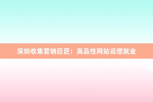 深圳收集营销巨匠：高品性网站设想就业